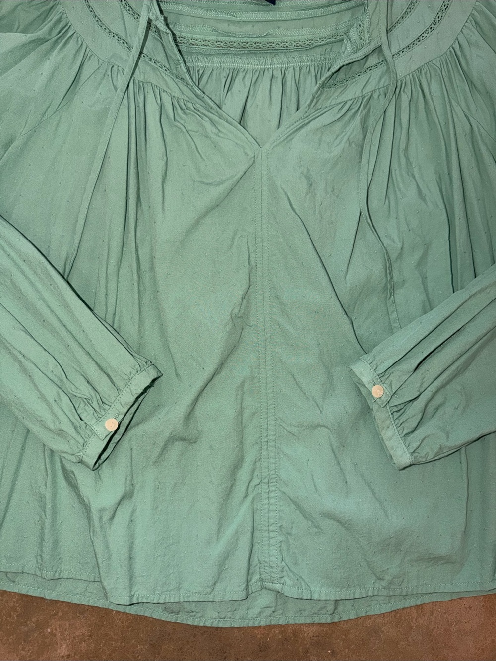 Universal Thread Sage Green Peasant Blouse Long Sleeve Boho Top S - Picture 6 of 9